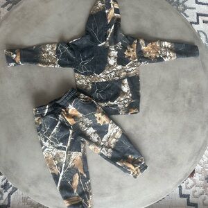 Little Bipsy Black and Cream Camo Sweatpants Set